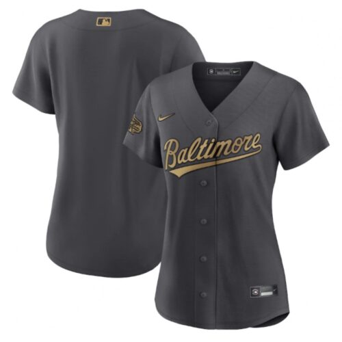 6863334eefb07_1 Women's Baltimore Orioles Blank 2022 All-Star Charcoal Stitched Baseball Jersey(Run Small)