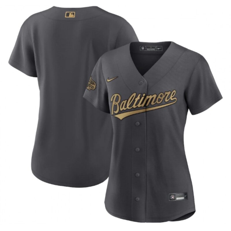 6863334eefb07_1 Women's Baltimore Orioles Blank 2022 All-Star Charcoal Stitched Baseball Jersey(Run Small)