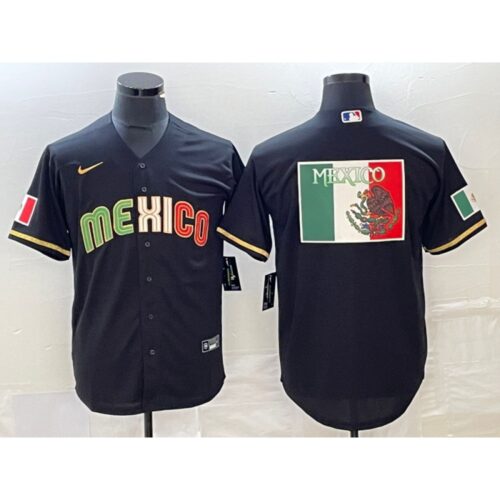 68633367575b0_1 Men's Mexico Baseball Black 2023 World Baseball Classic Team Big Logo Stitched Jersey