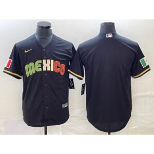 68633369e57e9_1 Men's Mexico Baseball Blank 2023 Black World Baseball Classic Stitched Jersey
