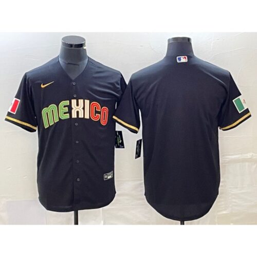 68633369e57e9_1 Men's Mexico Baseball Blank 2023 Black World Baseball Classic Stitched Jersey