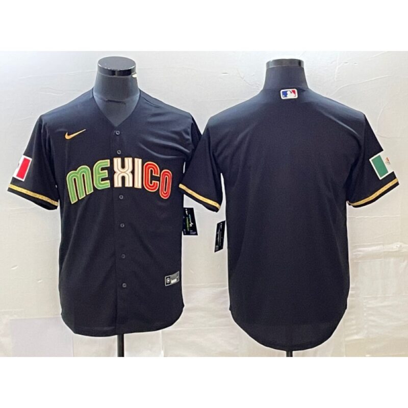 68633369e57e9_1 Men's Mexico Baseball Blank 2023 Black World Baseball Classic Stitched Jersey