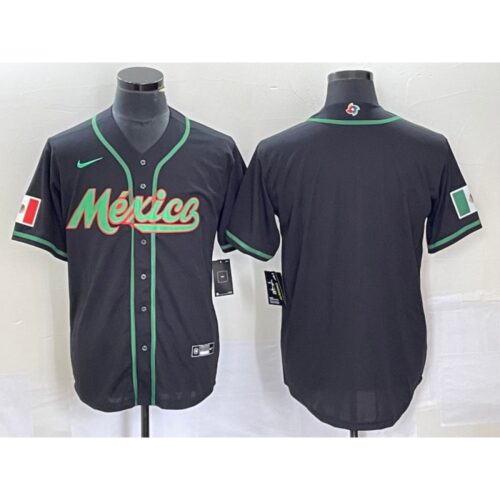 68633373f346f_1 Men's Mexico Baseball Blank 2023 Black World Baseball Classic Stitched Jersey