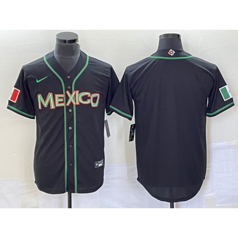 6863337e04bf3_1 Men's Mexico Baseball Blank 2023 Black World Baseball Classic Stitched Jersey