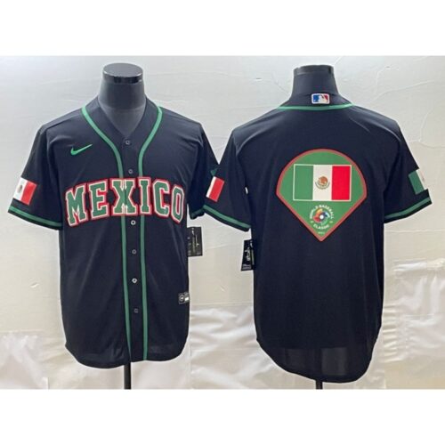 6863338dac04e_1 Men's Mexico Baseball 2023 Black World Baseball Big Logo Classic Stitched Jersey