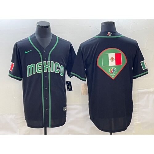 68633392a6f9c_1 Men's Mexico Baseball 2023 Black World Baseball Big Logo Classic Stitched Jersey