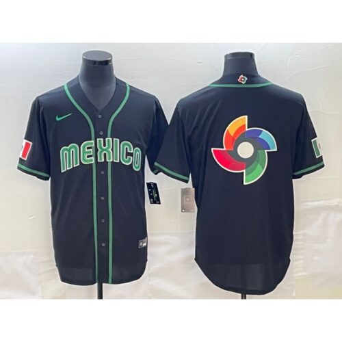 6863339535f7b_1 Men's Mexico Baseball 2023 Black World Baseball Big Logo Classic Stitched Jersey