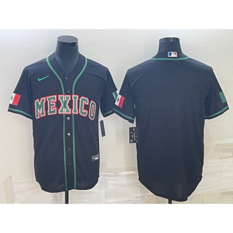 6863339cd0abd_1 Men's Mexico Baseball Blank 2023 Black World Baseball Classic Stitched Jersey