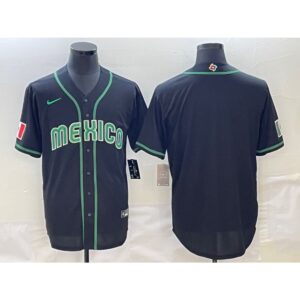 6863339f71589_1 Men's Mexico Baseball Blank 2023 Black World Baseball With Patch Classic Stitched Jersey