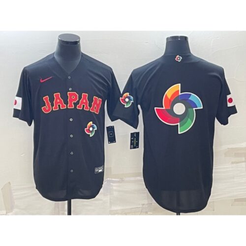 686333a1e0cd3_1 Men's Japan Baseball 2023 Black World Baseball Big Logo With Patch Classic Stitched Jersey