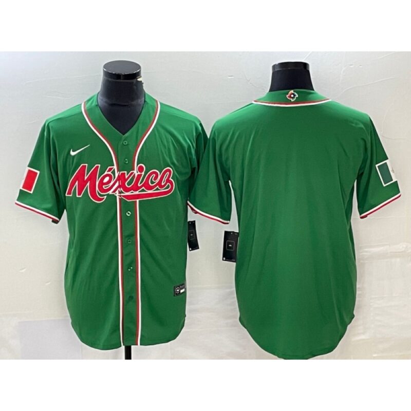 686333ae89be4_1 Men's Mexico Baseball Blank 2023 Green World Baseball Classic Stitched Jersey