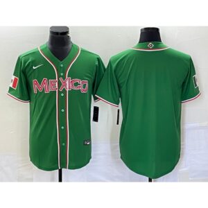 686333b8b9740_1 Men's Mexico Baseball Blank 2023 Green World Baseball Classic Stitched Jersey