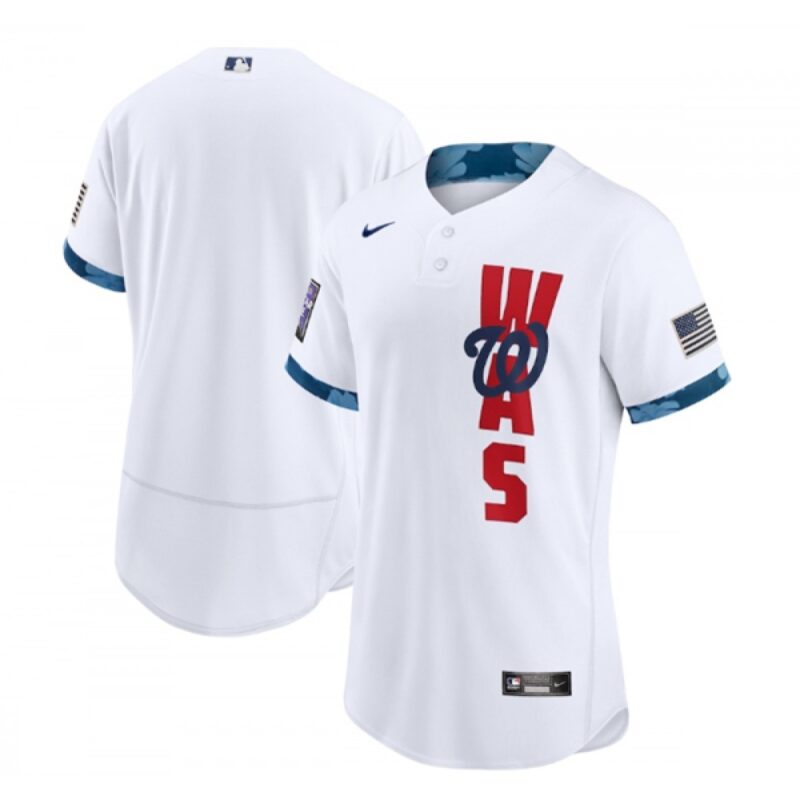 6863340826458_1 Men's Washington Nationals Blank 2021 White All-Star Flex Base Stitched MLB Jersey