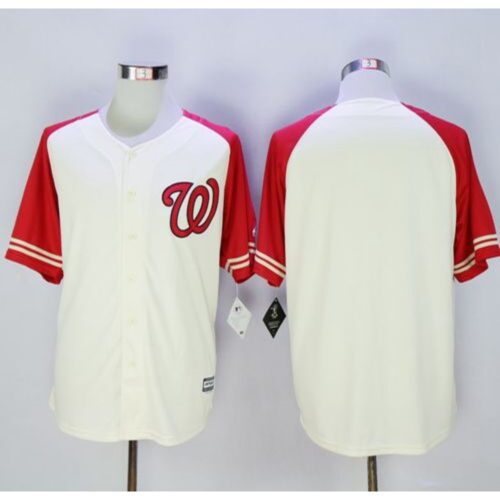 68633416ca221_1 Nationals Blank Cream/Red Exclusive New Cool Base Stitched MLB Jersey