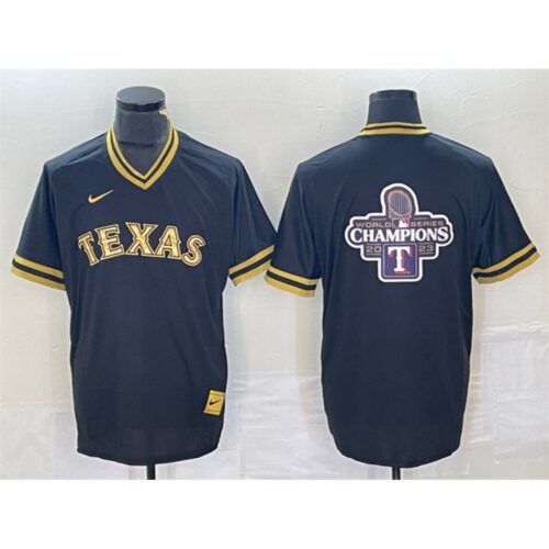 6863346849ee3_1 Men's Texas Rangers Black 2023 World Series Champions Big Logo Cool Base Stitched Baseball Jersey