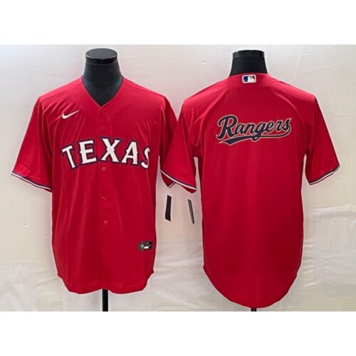 68633495a6ab3_1 Men's Texas Rangers Red Team Big Logo Cool Base Stitched Baseball Jersey