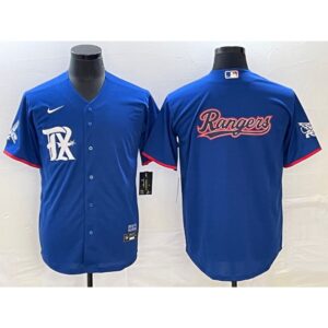 686334a99a2fd_1 Men's Texas Rangers Royal Team Big Logo 2023 City Connect Stitched Baseball Jersey