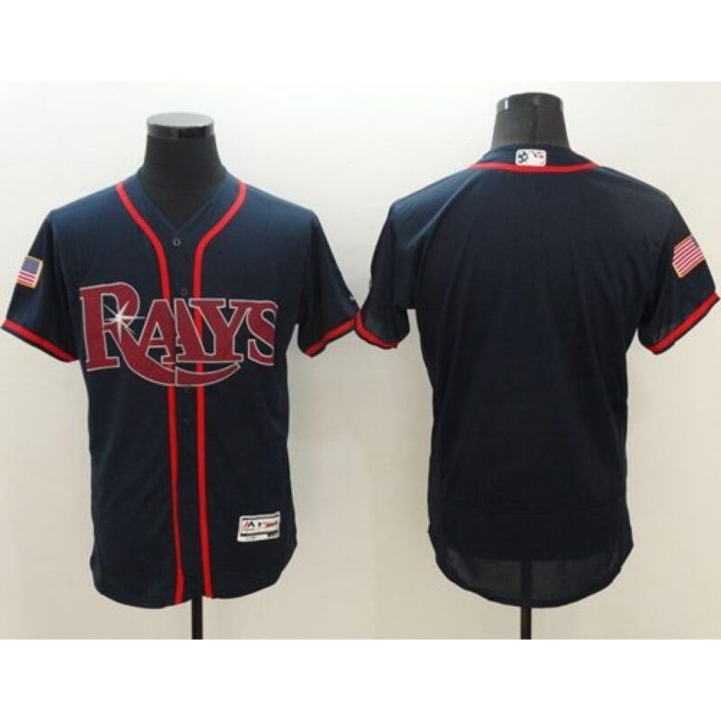 686334e2377d1_1 Rays Blank Dark Blue Fashion Stars & Stripes Flexbase Authentic Stitched MLB Jersey
