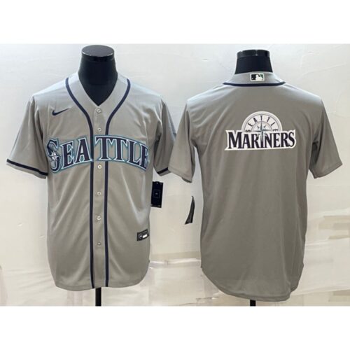 6863355426673_1 Men's Seattle Mariners Gray Team Big Logo Cool Base Stitched jersey