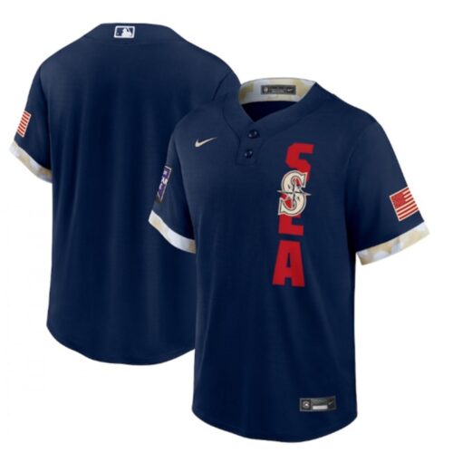 6863355e0bba7_1 Men's Seattle Mariners Blank 2021 Navy All-Star Cool Base Stitched MLB Jersey