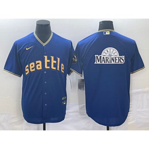 6863356d0172c_1 Men's Seattle Mariners Royal 2023 City Connect Team Big Logo Cool Base Stitched Baseball Jersey