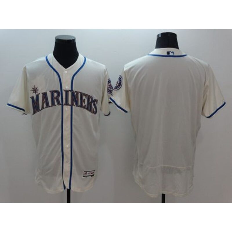 6863358148bb9_1 Mariners Blank Cream Flexbase Authentic Collection Stitched MLB Jersey