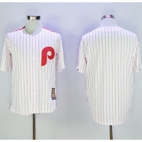 686336432d97d_1 Phillies Blank White(Red Strip) Cooperstown Stitched MLB Jersey