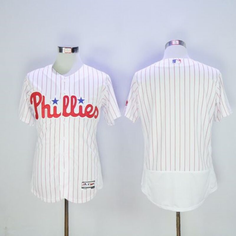 686336459e0ec_1 Phillies Blank White(Red Strip) Flexbase Authentic Collection Stitched MLB Jersey