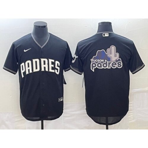 686336568683b_1 Men's San Diego Padres Black Team Big Logo Cool Base Stitched Baseball Jersey