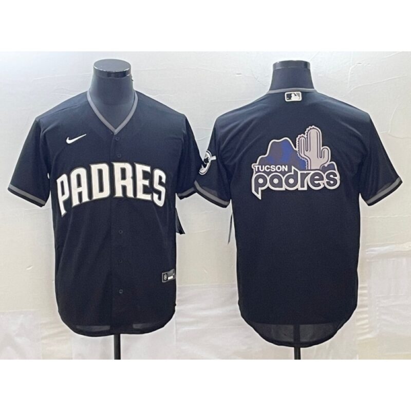 686336568683b_1 Men's San Diego Padres Black Team Big Logo Cool Base Stitched Baseball Jersey