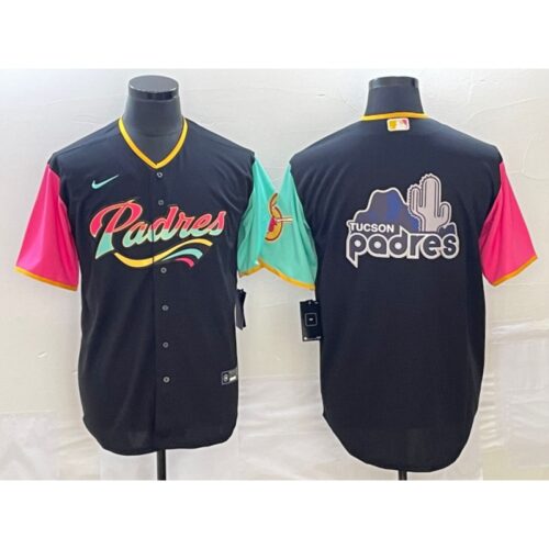 686336591067d_1 Men's San Diego Padres Black Team Big Logo City Connect Cool Base Stitched Baseball Jersey