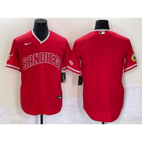 68633674aa5ff_1 Men's San Diego Padres Blank Red Cool Base Stitched Baseball Jersey