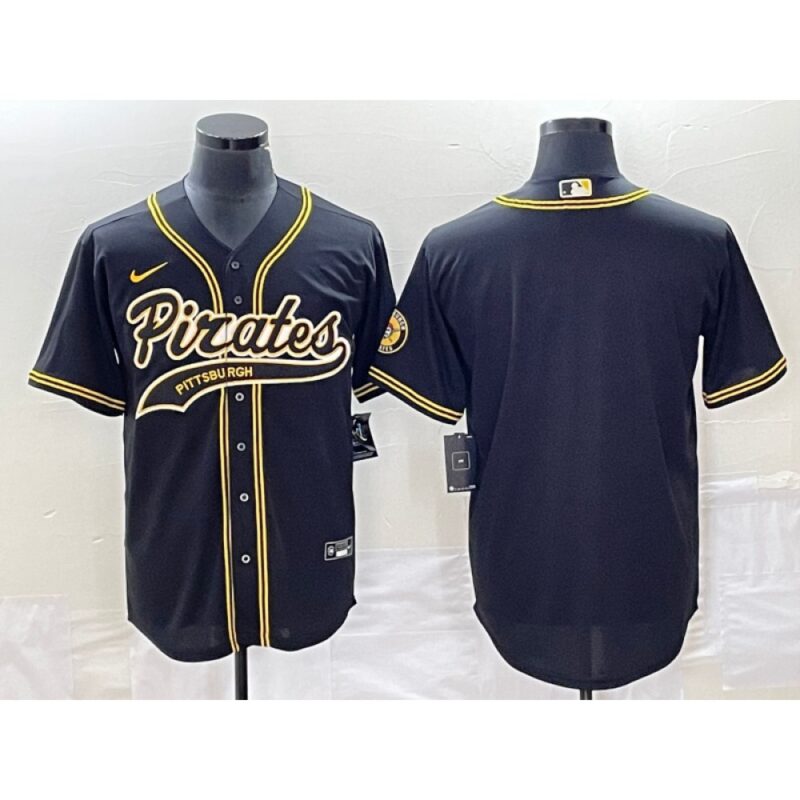 6863368fba5fc_1 Men's Pittsburgh Pirates Blank Black Cool Base Stitched Baseball Jersey