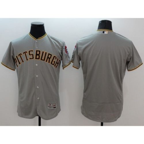 686336eee2b9d_1 Pirates Blank Grey Flexbase Authentic Collection Stitched MLB Jersey