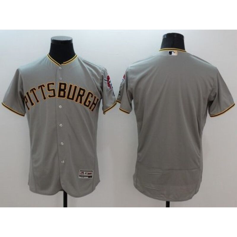 686336eee2b9d_1 Pirates Blank Grey Flexbase Authentic Collection Stitched MLB Jersey