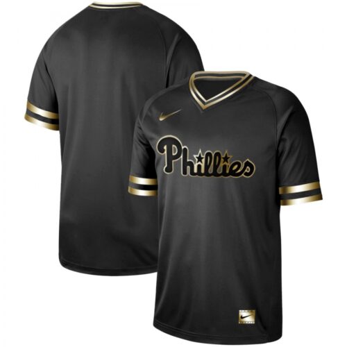 6863370033907_1 Men's Philadelphia Phillies Black Gold Stitched MLB Jersey