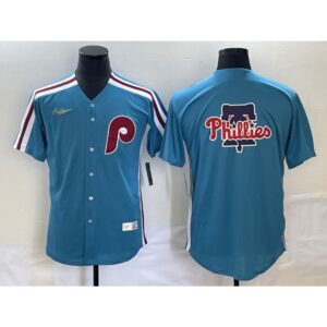 68633705564a1_1 Men's Philadelphia Phillies Blue Team Big Logo Cool Base Stitched Jersey