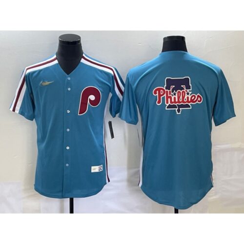 68633705564a1_1 Men's Philadelphia Phillies Blue Team Big Logo Cool Base Stitched Jersey