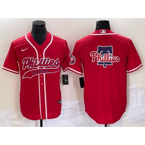 6863371900dbb_1 Men's Philadelphia Phillies Red Team Big Logo Cool Base Stitched Baseball Jersey
