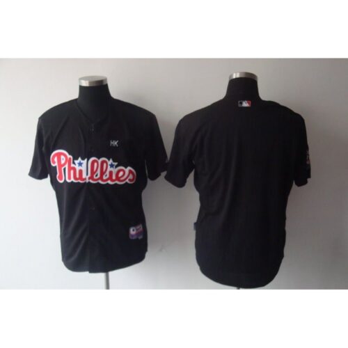 686337393672b_1 Phillies Blank Stitched Black MLB Jersey