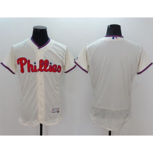 68633742f26a2_1 Phillies Blank Cream Flexbase Authentic Collection Stitched MLB Jersey
