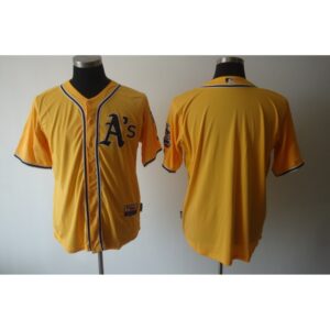 68633798507c3_1 Athletics Blank Yellow Cool Base Stitched MLB Jersey