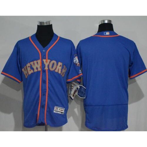 686337c0ca377_1 Mets Blank Blue(Grey NO.) Flexbase Authentic Collection Stitched MLB Jersey