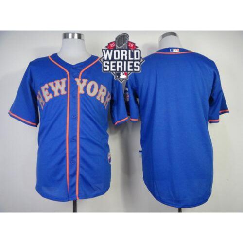 686337cdbf5f8_1 Mets Blank Blue Alternate Road Cool Base W/2015 World Series Patch Stitched MLB Jersey