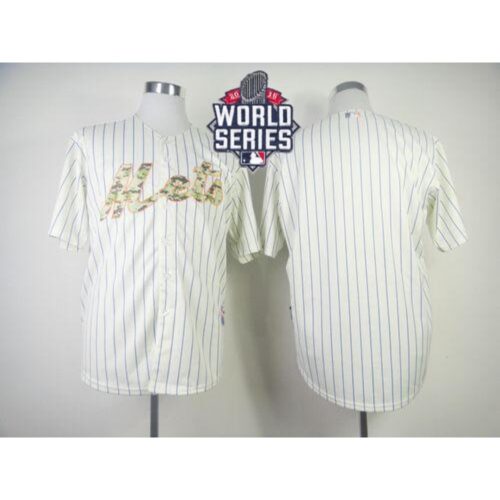 686337d2b015b_1 Mets Blank Cream(Blue Strip) USMC Cool Base W/2015 World Series Patch Stitched MLB Jersey