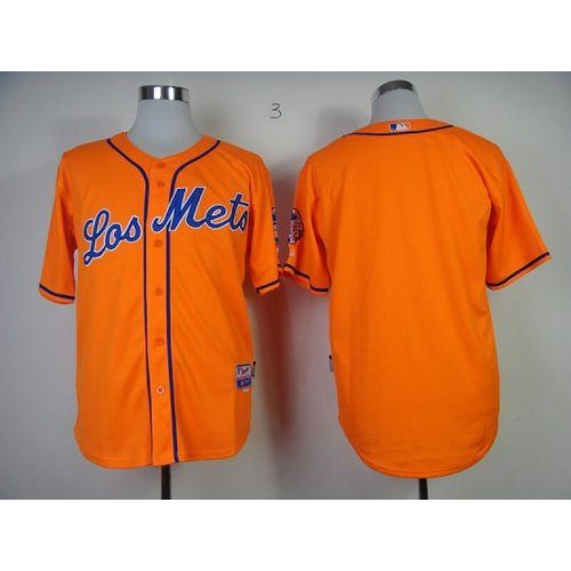 686337dcca46f_1 Mets Blank Orange Los Mets Cool Base Stitched MLB Jersey