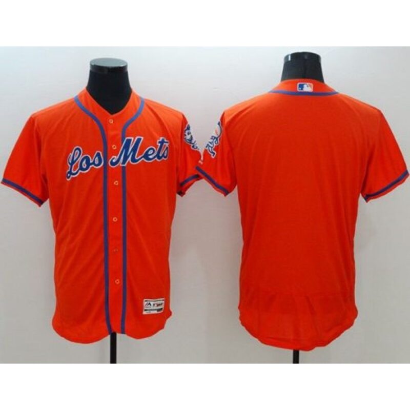 686337df6240b_1 Mets Blank Orange Flexbase Authentic Collection Los Mets Stitched MLB Jersey