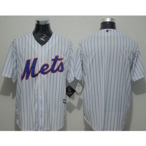 686337e99fdcb_1 Mets Blank White(Blue Strip) New Cool Base Stitched MLB Jersey