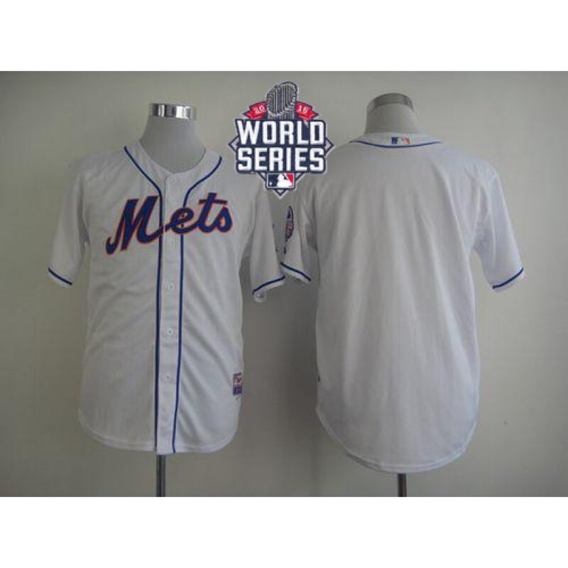 686337f3ba8f5_1 Mets Blank White Cool Base W/2015 World Series Patch Stitched MLB Jersey