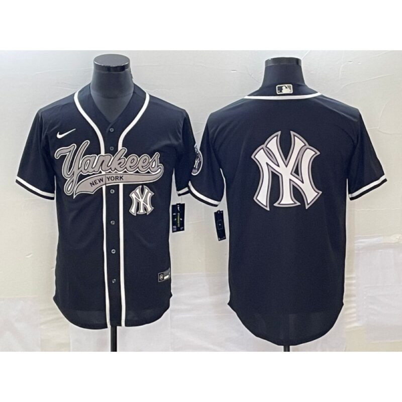68633800441fa_1 Men's New York Yankees Black Team Big Logo Cool Base Stitched Baseball Jersey